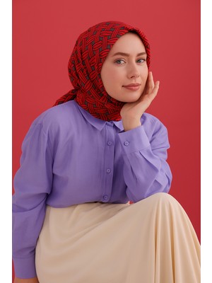 Silk Home Tivil Saf Ipek 11479 - 52190 Gri Kırmızı Soyut Desen