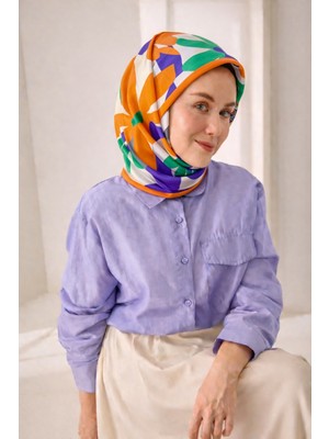 Silk Home Tivil Saf Ipek 11408 - 16 Turuncu Çiçek Desen