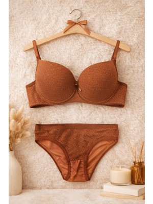 HepimizAlalım Tarçın Renk Push Up Sütyen Külot Takımı – Basic Toparlayıcı