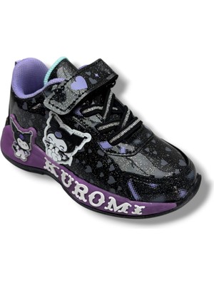 Cakgo Kuromi 725-26 Simli Parlak Deri Anatomik Kız Çocuk Sneaker Siyah Lila 26-30