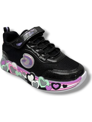 Cakgo Deep Kids 025-26 Anorak Kalp Desenli Anatomik Cırtlı Kız Çocuk Sneaker Siyah Pembe