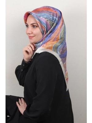 Armine Mor Çizgi Desenli Tivil Ipek Eşarp Ist 8955 - 32