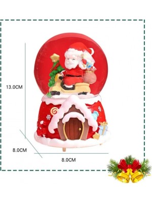 Marsilyan Noel Baba  Tasarımlı 13 cm Büyük Boy Işıklı Müzikli Kar Küresi