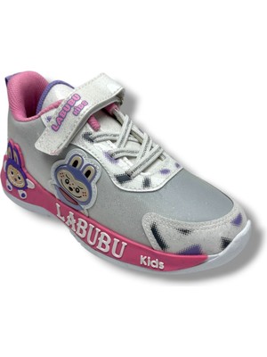 Cakgo Labubu 624-26 Simli Parlak Deri Işıklı Anatomik Kız Çocuk Sneaker Beyaz Pembe 31-35