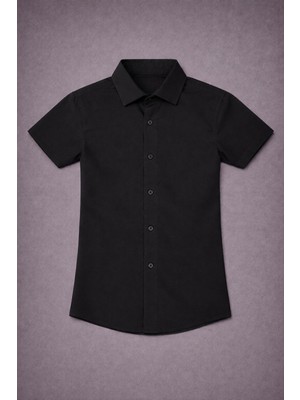 Dıgıl Kids Klasik Kısa Kol Dakron Kumaş Gömlek