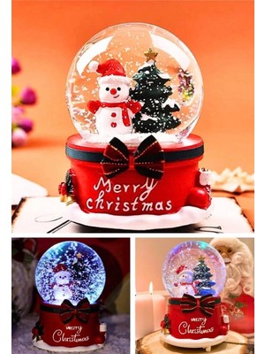 Marsilyan Yılbaşı 2025 Kardan Adam 13 cm Orta Boy Işıklı Müzikli Kar Küresi 20A