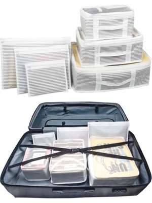 Azrlya Bavul Içi Organizer Seti - Yatak Odası Organizer Set - Makyaj Organizer Mini Hurçlar (6 Parça) ( Lisinya )