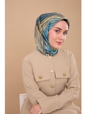 Silk Home Tivil Saf Ipek 11484 - 34 Yeşil Krem Çizgi Desen