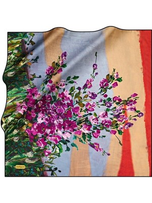 Cacharel Tivil Ipek Eşarp 7929313 - 912 Siyah-Yeşil Karışık Desen