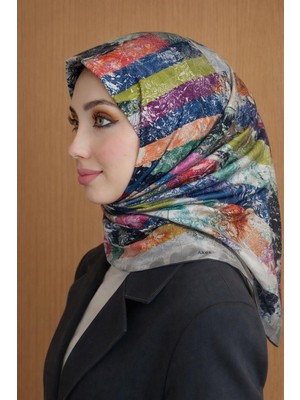 Aker Ipek Tivil Eşarp Ist 8582713-971 Gri Geometrik Desen