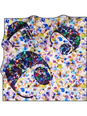 Cacharel Tivil Ipek Eşarp 8593313 - 921 Renkli Slogan Desen