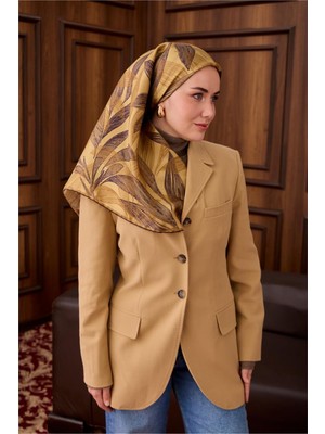 Silk Home Tivil Saf Ipek 11488 - 52 Hardal Sarı Yaprak Desen