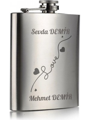 Marsilyan Kişiye Özel Love Hediye 9 Oz Çelik Cep Matarası 266 Ml Cep Matarası Sevgiliye Hediye