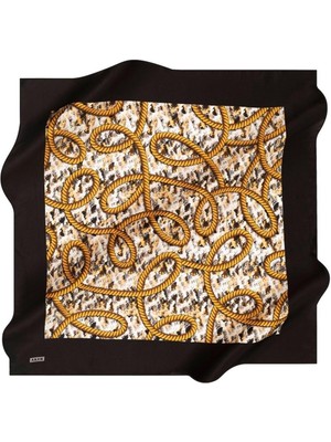 Aker Ipek Tivil Eşarp Ist 8523713-911 Siyah Hardal Sarı Halat Desen