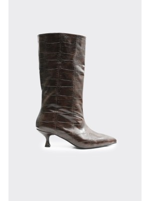 Derinet Kısa Topuk Fermuarsız Kadın Çizme