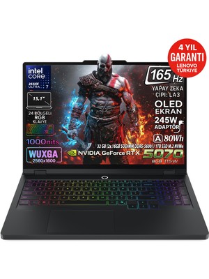 Lenovo Legion 5 15IAX10 Intel Core Ultra 7 255HX 32GB 1TB SSD RTX 5070 8GB 15.1" WQXGA (2560X1600) OLED 165Hz 115W Freedos Taşınabilir Bilgisayar 83F0008BTR