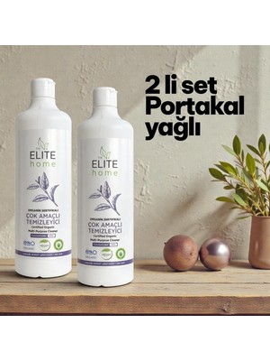 The Elite Home Organik ve Vegan Sertifikalı Çok Amaçlı Konsantre Genel Temizleyici - Portakal Yağlı 750 ml*2 adet