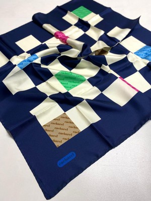 Cacharel Tivil Ipek Eşarp 8590313 - 921 Lacivert Ekose Desen