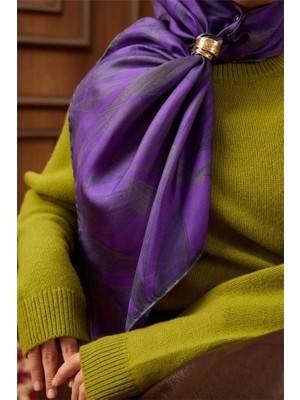 Silk Home Tivil Saf Ipek 11488 - 26 Mor Gri Çiçek Desen