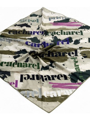 Cacharel Tivil Ipek Eşarp Ist 8588313- 951 Yeşil Slogan Desen