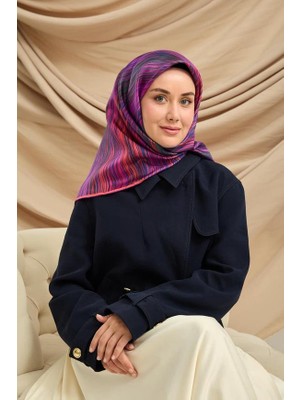 Silk Home Tivil Saf Ipek 11484 - 49 Mavi Mor Çizgi Desen