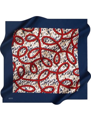 Aker Sura Ipek Eşarp Ist 8523701 - 322  Lacivert Halat Desen