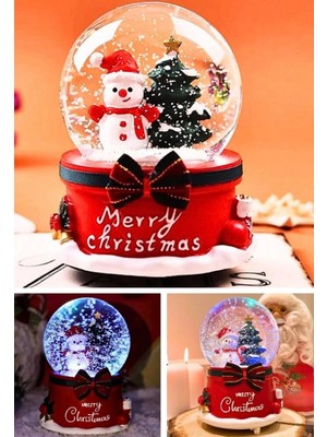 Marsilyan Mega Boy 2025 Yılbaşı Noel Kardan Adam Temalı Kar Püskürtmeli Işıklı Müzikli  Kar Küresi 16 cm- 17B