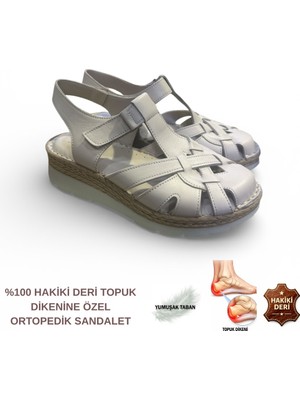 Cozi Company Kadın Hakiki Deri Tam Ortopedik Topuk Dikenine Özel Tasarım Önü Kapalı Sandalet