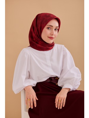 Silk Home Tivil Saf Ipek 11487 - 52175 Kırmızı Armürlü Desen