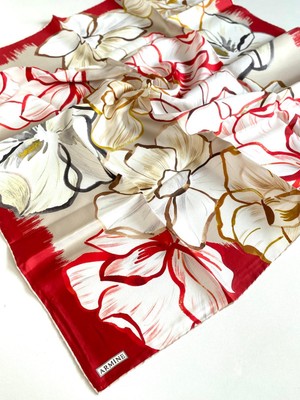 Armine Tivil Ipek Eşarp 9110 - 82  Kırmızı  Karışık Desen