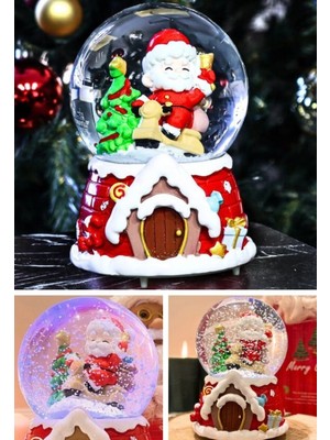 Marsilyan Mega Boy 2025 Yılbaşı Noel Baba Temalı Kar Püskürtmeli Işıklı Müzikli  Kar Küresi 16 cm- 18A