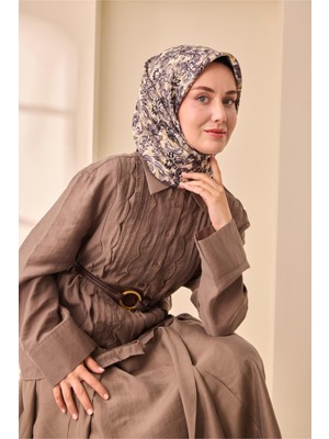 Silk Home Tivil Saf Ipek 11477 - 34 Gri Çiçek Desen