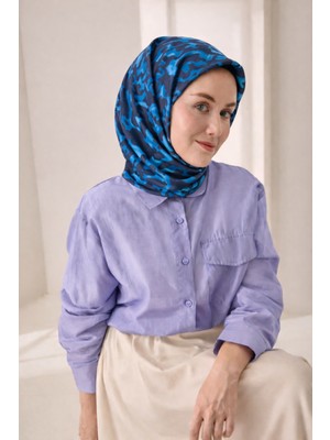 Silk Home Tivil Saf Ipek 11491 - 52448 Petrol Mavi Dokulu Desen