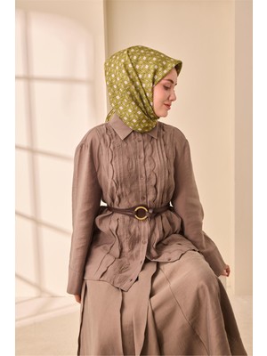 Silk Home Tivil Saf Ipek 11479 - 04 Yağ Yeşili Soyut Desen