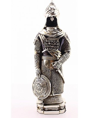 Marsilyan Zırhlı Cevşen Ayetli Asker Gümüş Biblo 3 Boyutlu Büyük Boy 32 cm-017