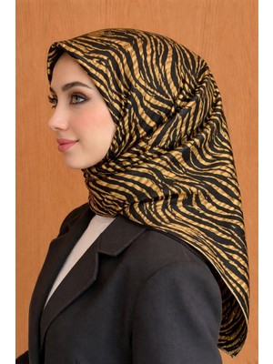Aker Ipek Tivil Eşarp Ist 8573713-961 Siyah Hardal Zebra Desen
