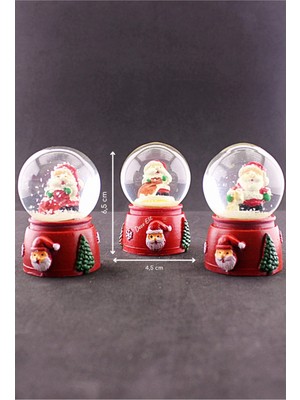 Marsilyan 3 Adet Yeni Yıl Noel Baba Temalı Karışık Mini Boy Işıklı Kar Küresi 6,5 cm