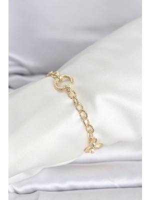 Azrlya cm 14K Gold Renk Lazerli Halka Model Kadın Bileklik - Lisinya