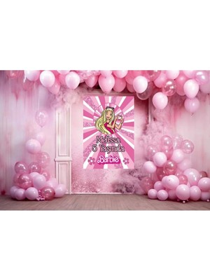 Barbie Temalı Doğum Günü Temalı Kişiye Özel Isimli 70X100 cm Ölçüsünde Branda Afiş