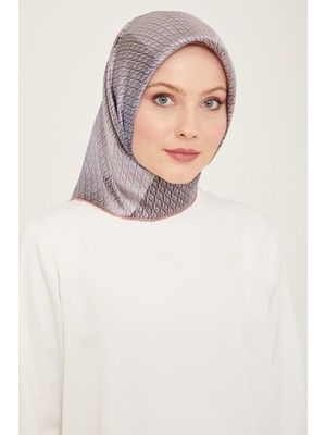 Armine Gri Geçişli Monogram Desen Tivil Ipek Eşarp Ist 9104 - 85