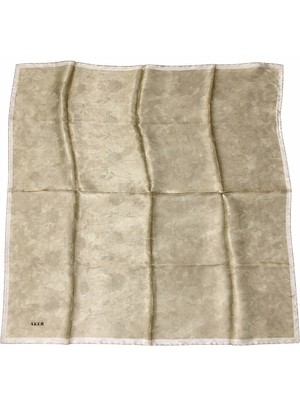 Aker Ipek Jakarlı Sura Eşarp Ist 7208403- 331 Krem-Gold Simli Lale Desen