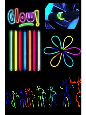 Marsilyan 50 Adet Glow Fosforlu Çubuk Işıklı Parti Aydınlatma Çubuk - 24 Saat Boyunca Parlaklık