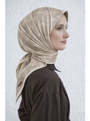 Aker Jakarlı Sura Ipek Eşarp 7208404 - 331 SYR52989 Krem Çizgi Desen