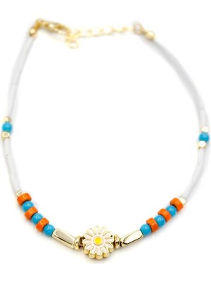 Royaleks Boncuklu Papatya Halhal - Altın