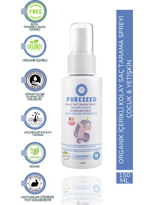 Pureseed Natural Organik Içerikli Kolay Saç Tarama Spreyi - 150 ml - Yetişkin ve Çocuk
