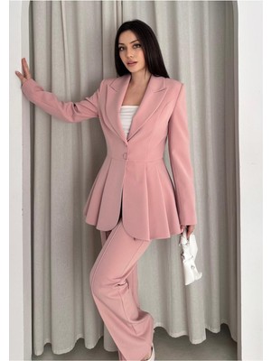 Vuntal Volanlı Blazer Ikili Pantolonlu Takım