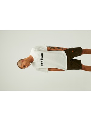 Bad Bear Title Oversize T-Shirt Marshmallow Beyaz Baskılı Erkek Tişört