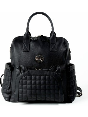 İSMİYLEAL Ismiyl Kitty Deri Anne Bebek Bakım Sırt Çantası 7271 Siyah 255669