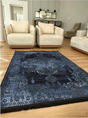 Kilim Home Mars Serisi Lacivert Eskitme Antika Desen Kaymaz Taban Şönil Halı