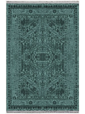 Kilim Home Mars Serisi Su Yeşili Etnik Otantik Eskitme Desen Kaymaz Taban Şönil Halı